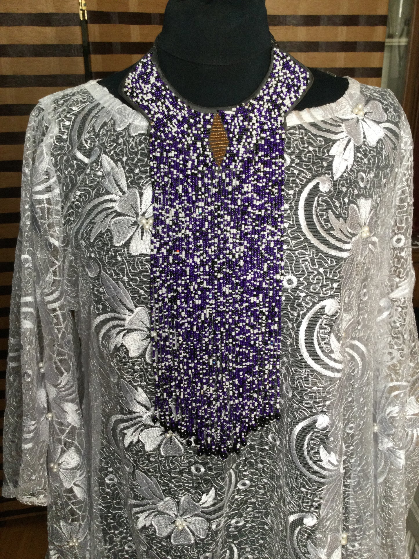 Purple and White South African Necklace