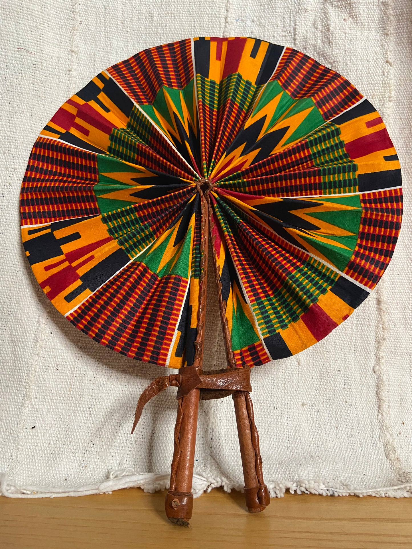 Foldable hand held fan Kente Print A
