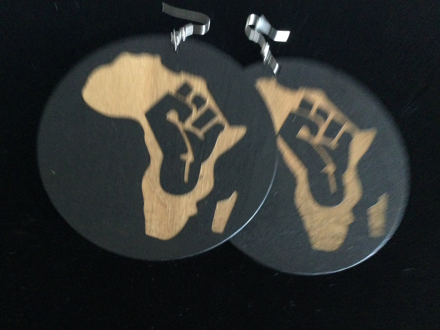 Handmade Wood Africa-Fist Earrings