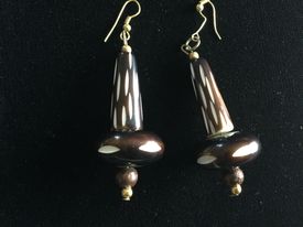 Dark brown and White Resin Earrings