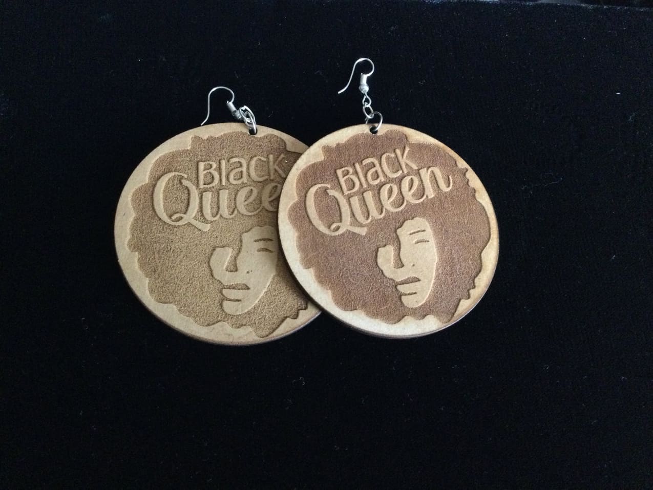 Handmade Black-Queen Wood Earrings