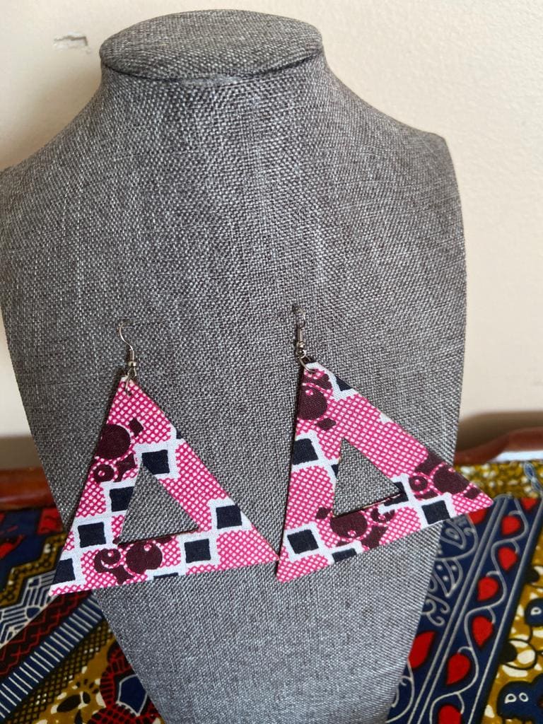 Pink Triangle Shape Print Earrings