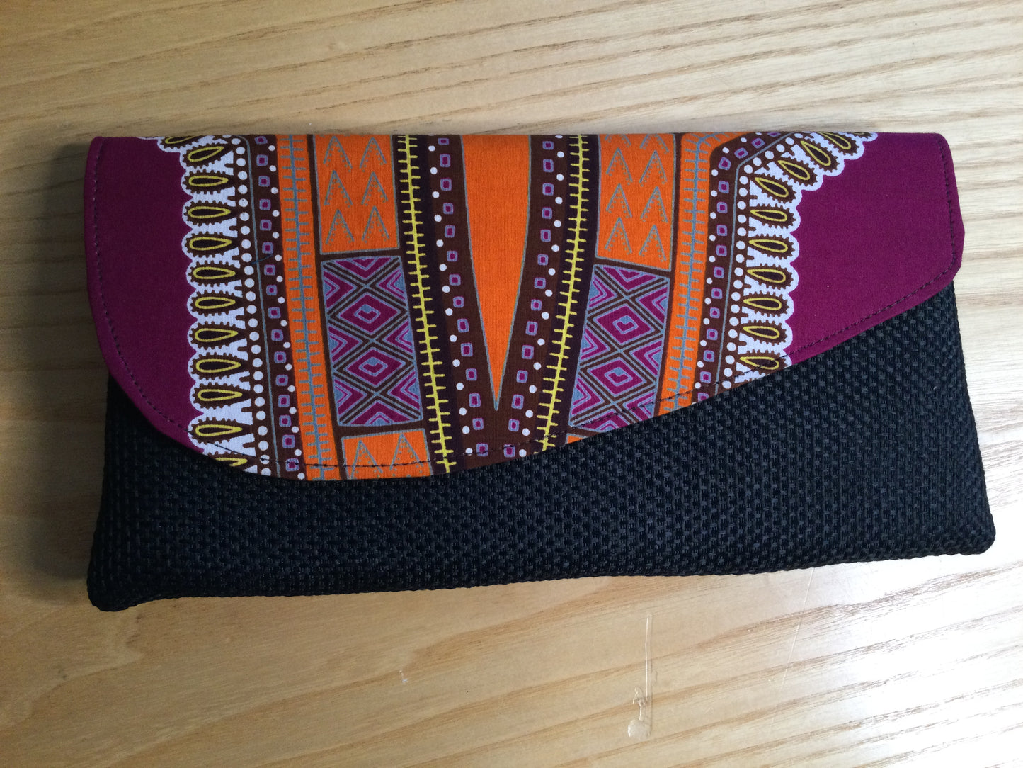 Authentic Africa Kenya Maasai fold over Beaded Jute Clutch Bag