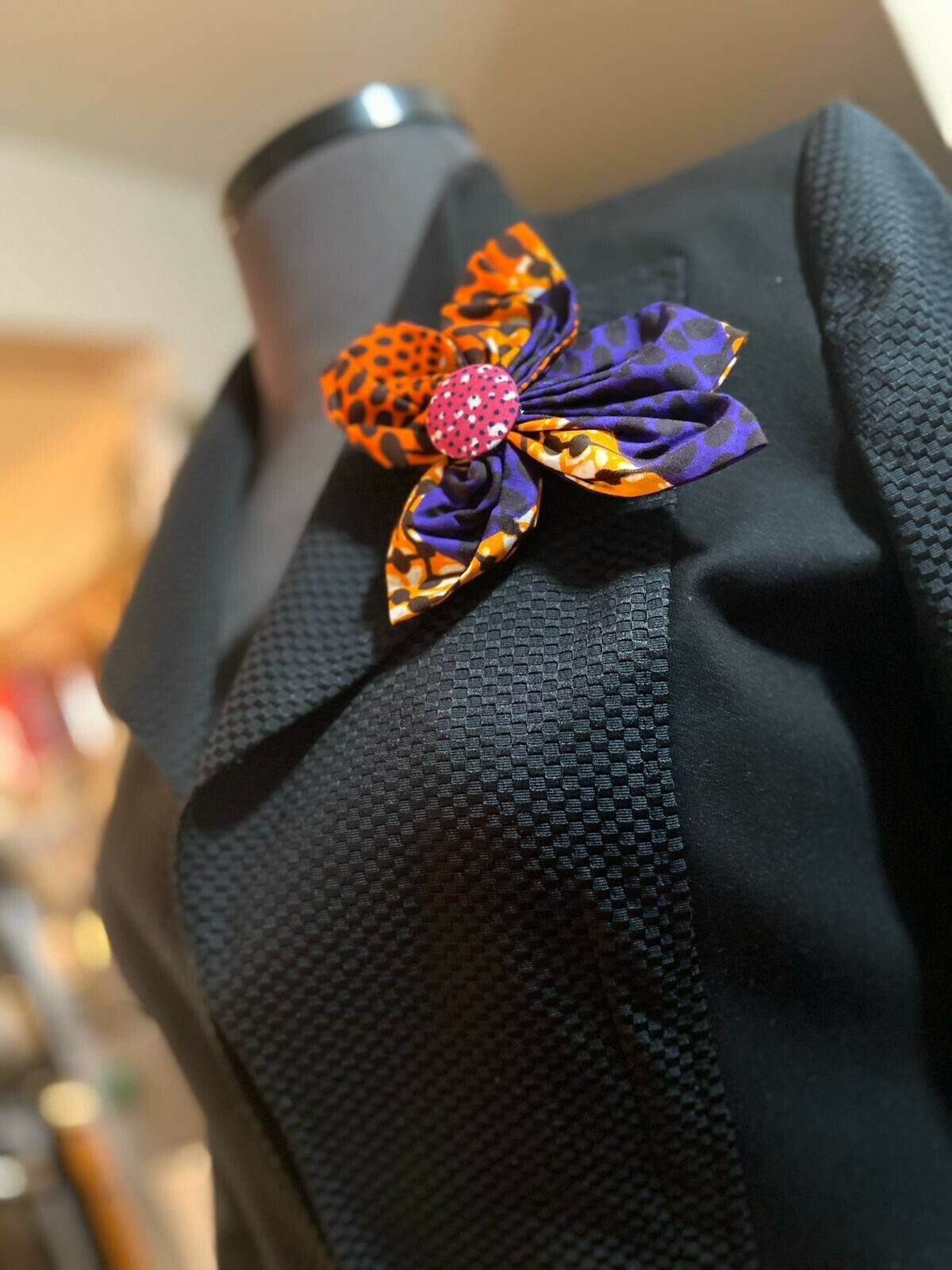 African print hair accessory/brooch pin