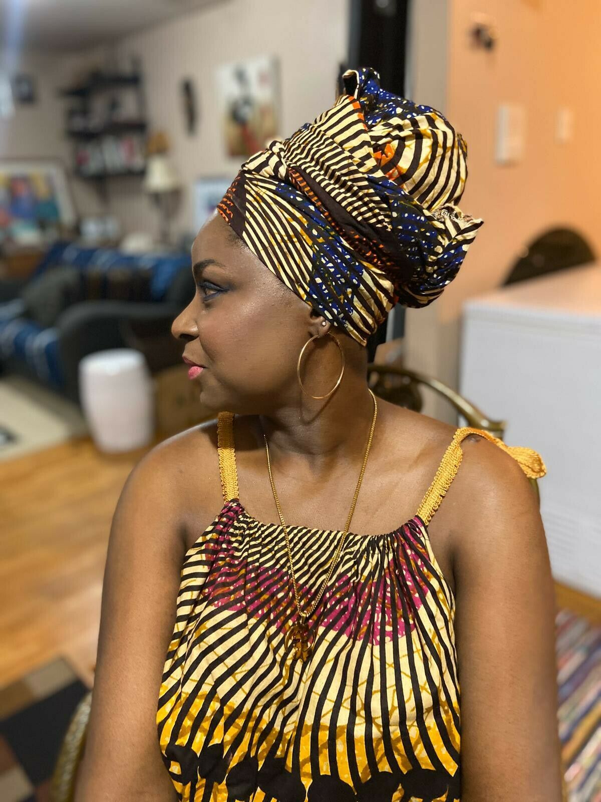 Mustard colored African Print 1yd &35"