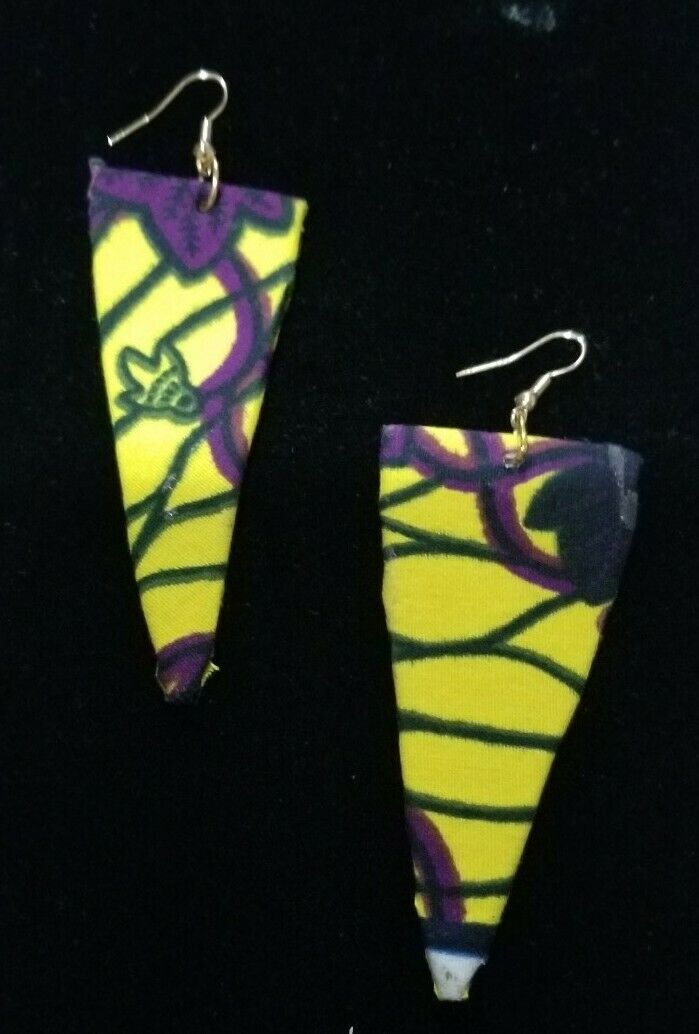 Arrow Head Design YellowAfrican Print Earrings $6