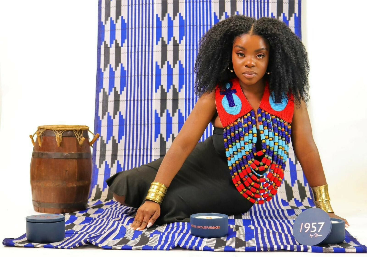 Beautiful Authentic design African Fabric 6 yds Blue Kente