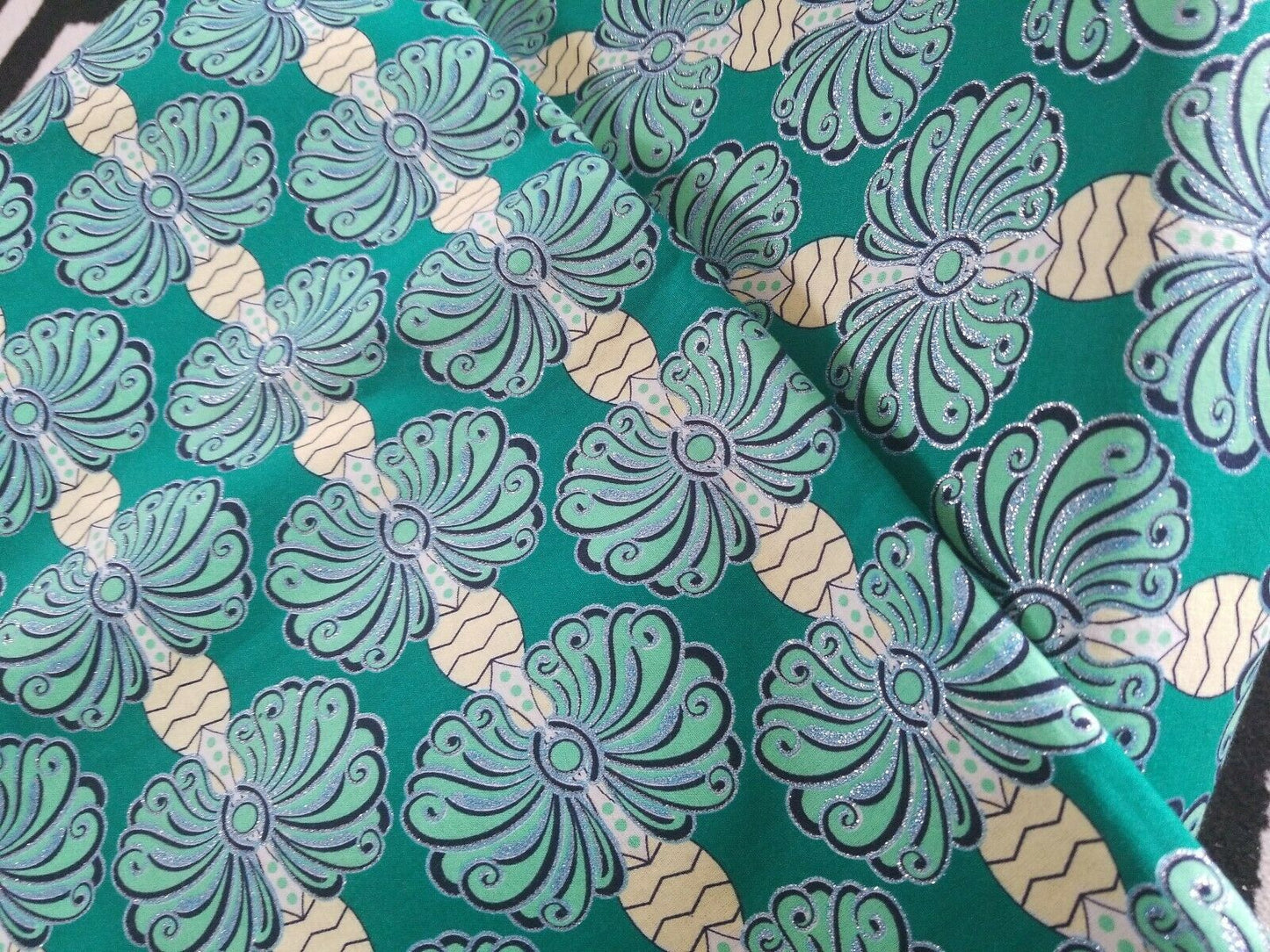 High fashion Green MULTI African Print 100% Cotton Fabric ~1 yd ×47" $11.50