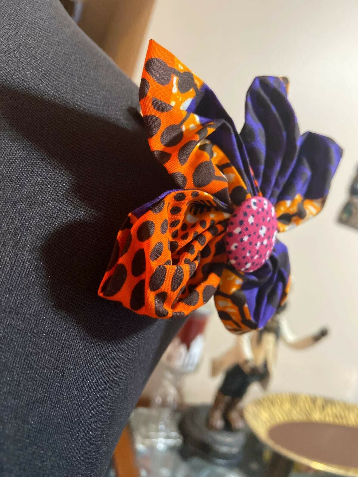 African print hair accessory/brooch pin