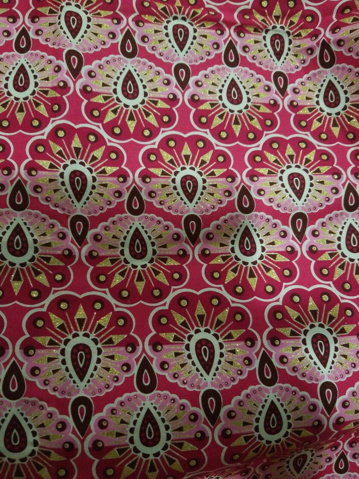 High fashion MULTICOLOR African Wax Print in Pink Fabric ~2yds×22"~$11