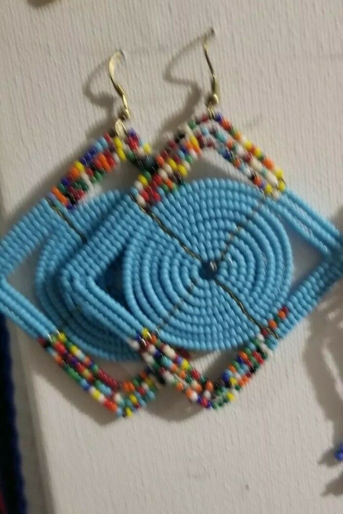 Maasai earrings, masai jewelry all hand made XL size $30.....4 assorted pairs