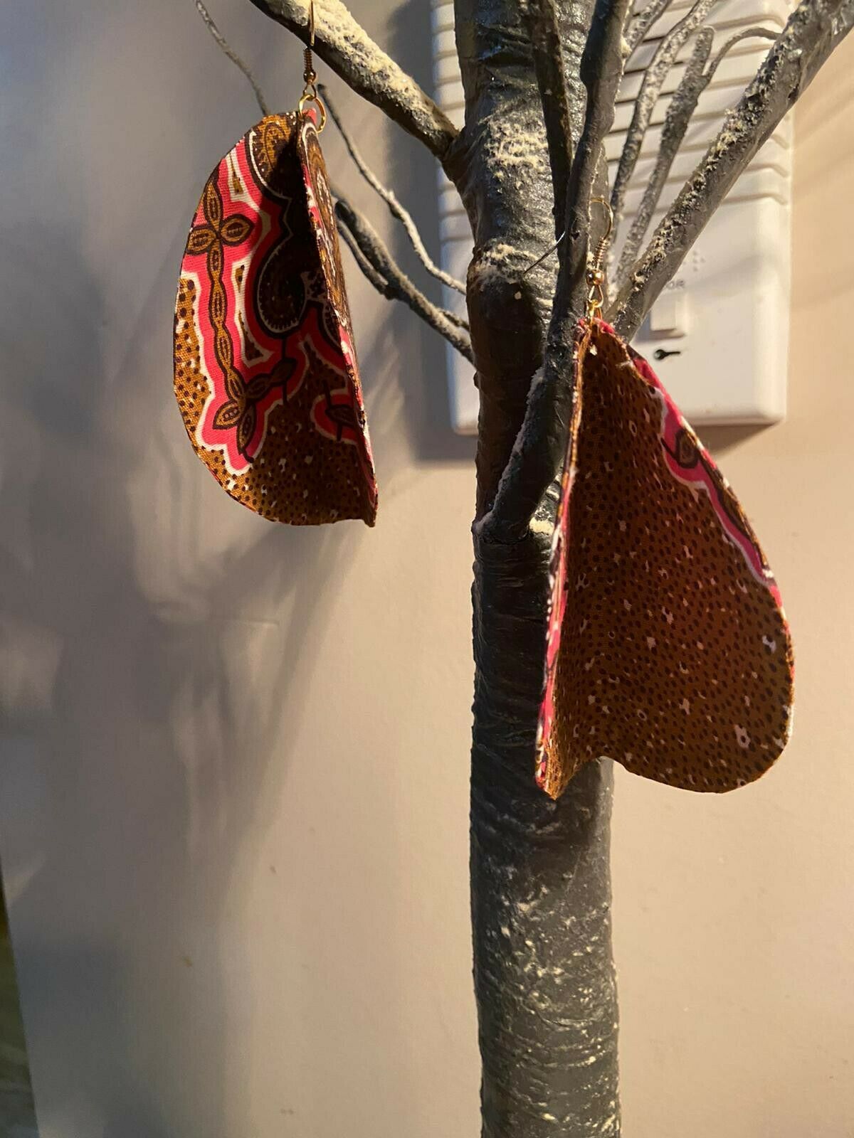 African Print Butterfly Earrings Pink~ $12 Ships Free