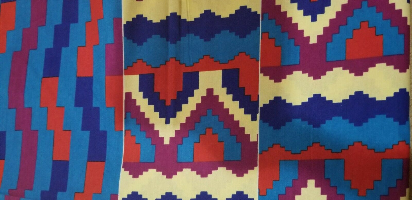 Kente Print African Wax Print 100% Cotton Fabric ~1 yd~$7.25