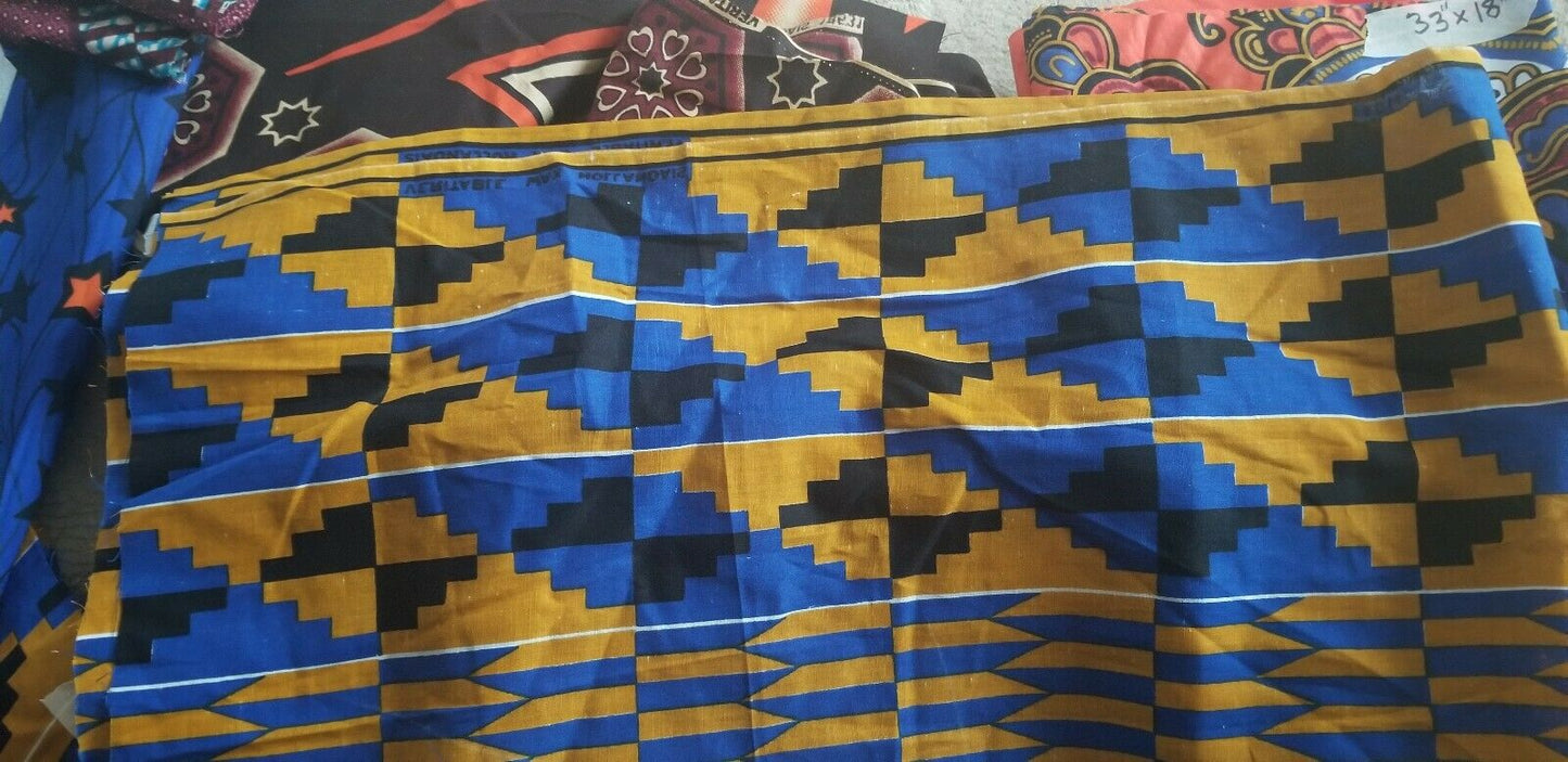 Lot Remnants African Tribal Ethnic Print Cotton Fabric Assorted 12 PC Lot