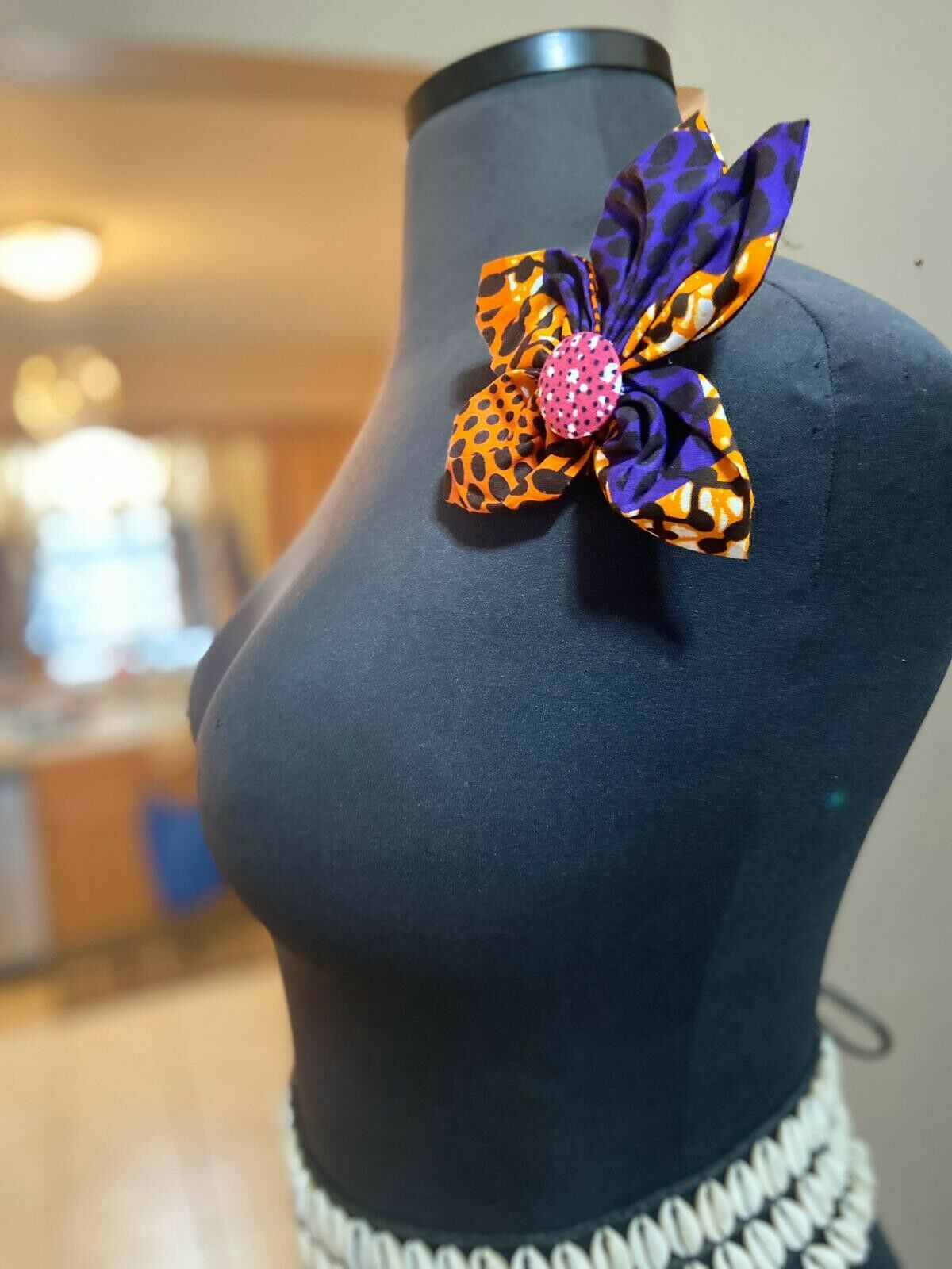 African print hair accessory/brooch pin