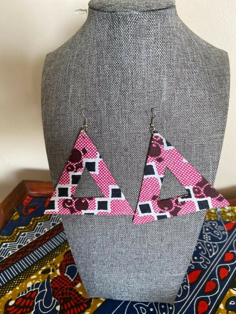 Wooden African Earrings(Tree of Life Design)print Earrings &Bracelet Lot