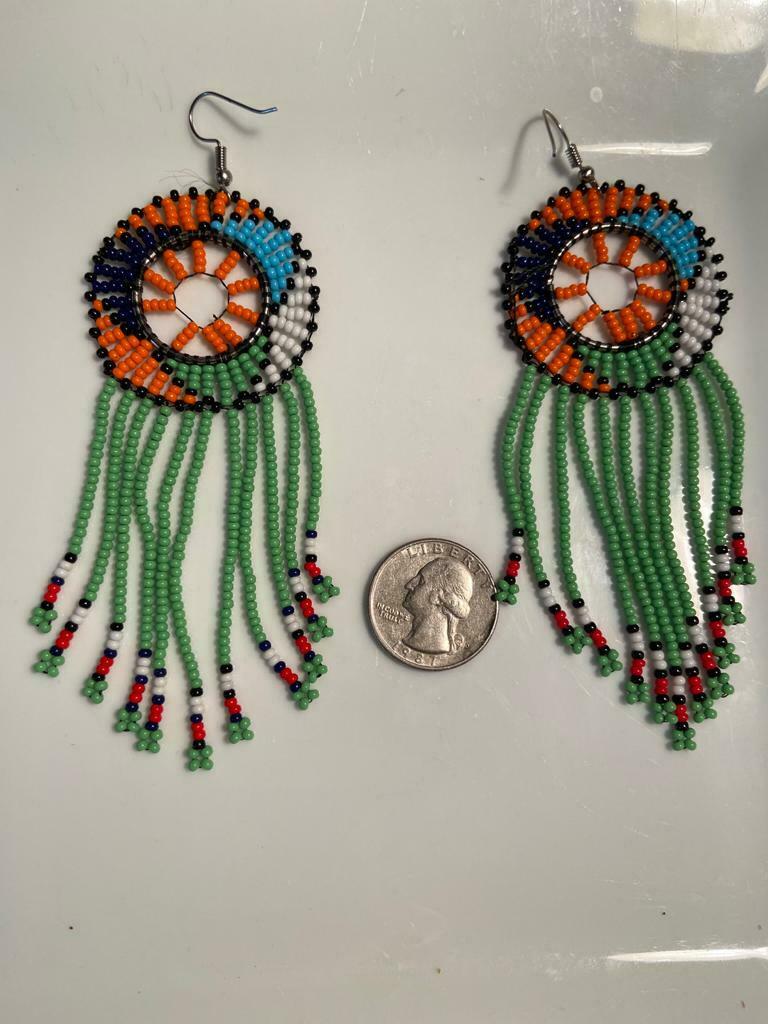 Handmade Multi-Color Zulu Beaded Earrings With Tassels