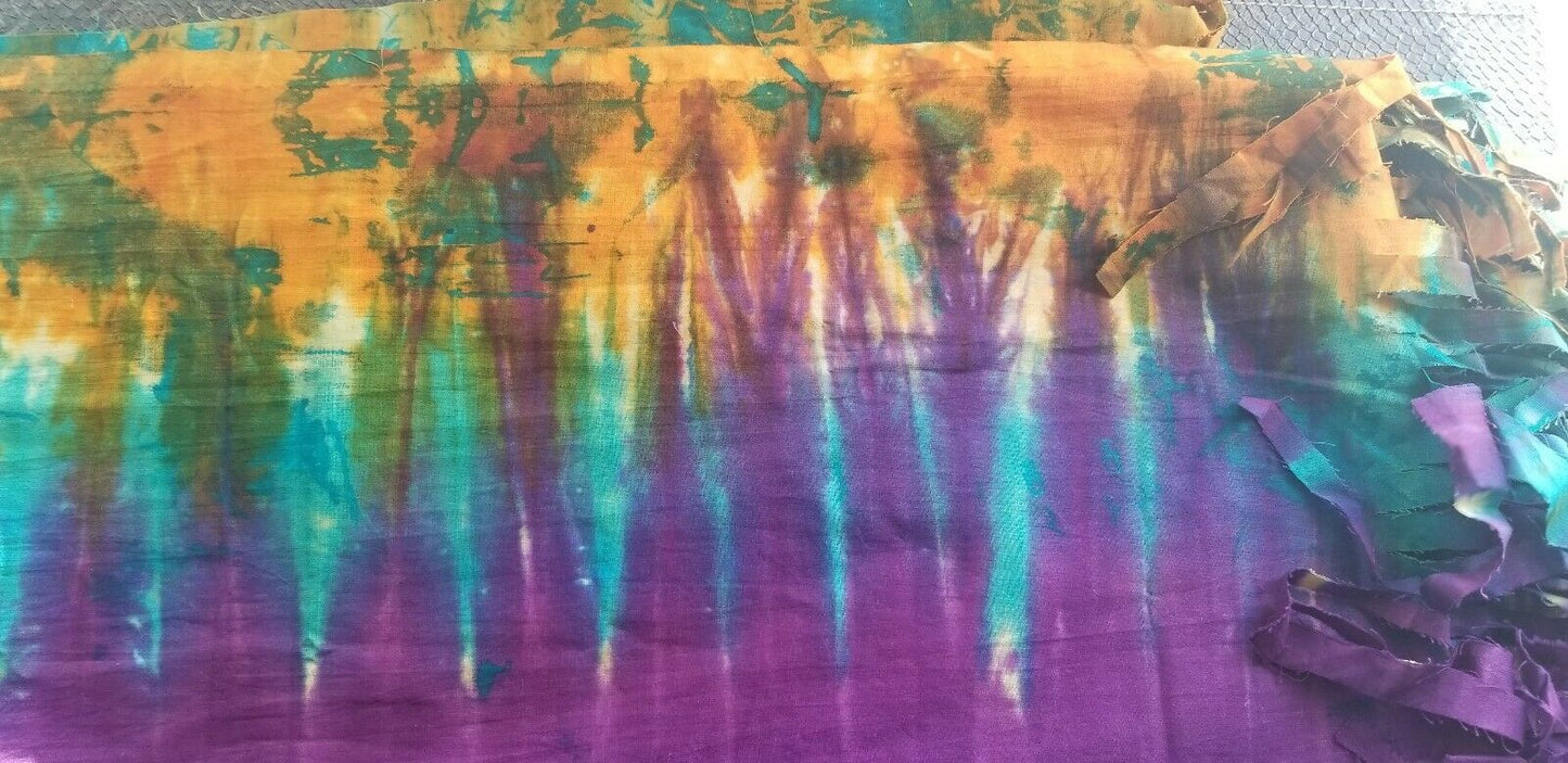 Orange MULTI TIE DYE PRINT Scarf/Headwrap ~ 100% Cotton 62"×22.5"