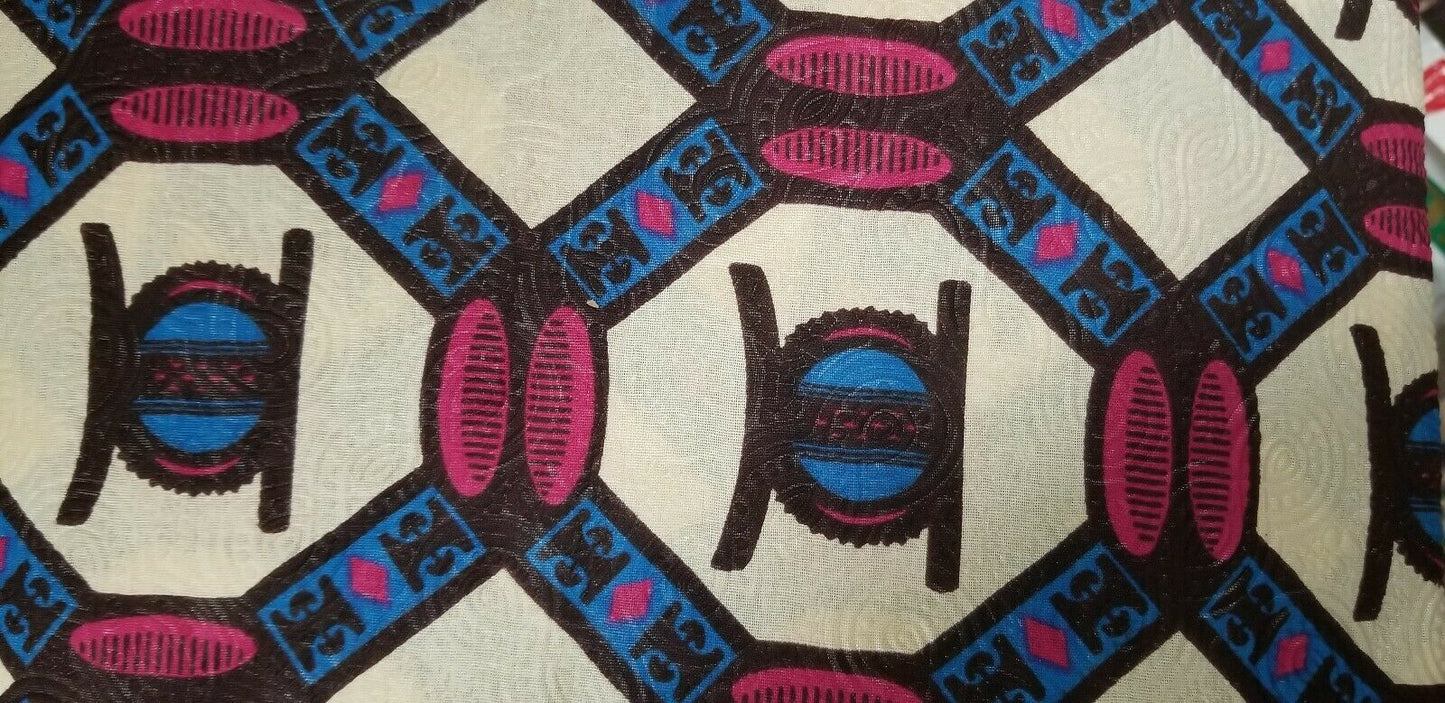 Seer Sucker African Print 100% Cotton..beautiful light weight /Vibrant Green~$10