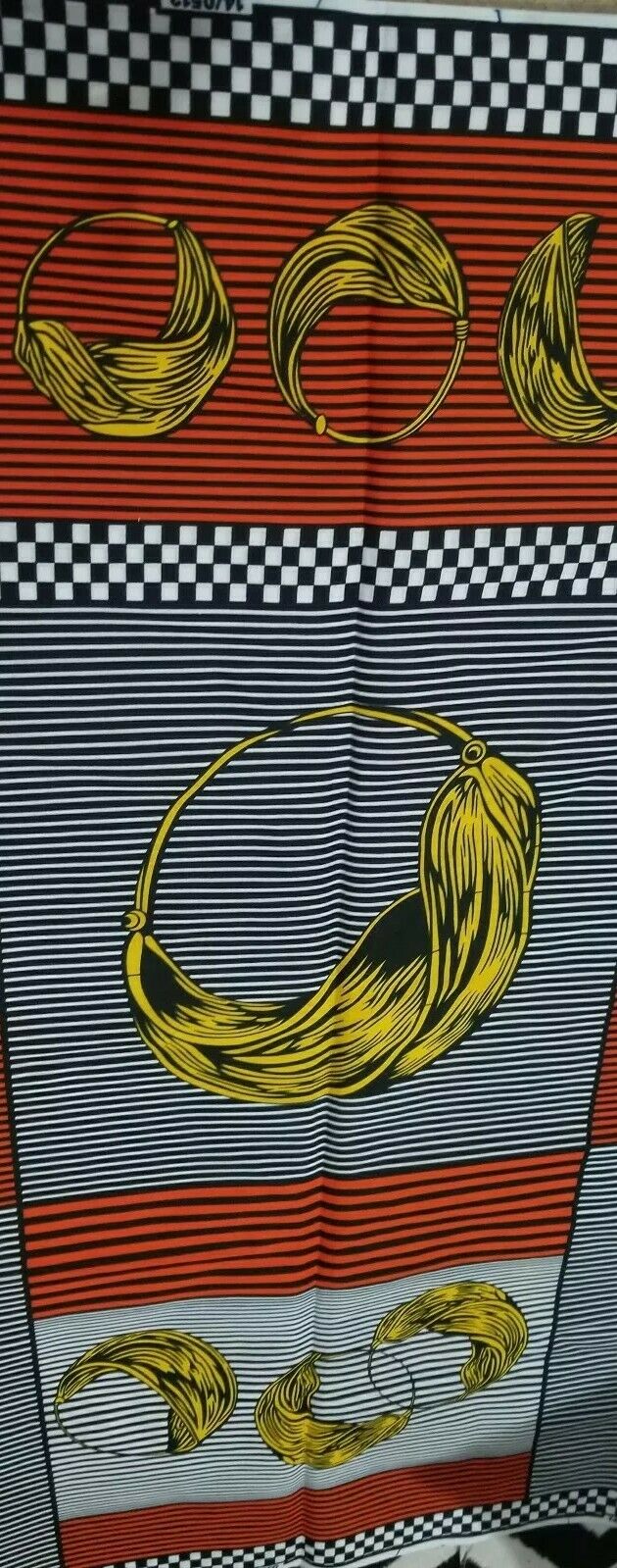 MULTICOLOR African Print 100% Cotton Fabric (FulaniEarrings)3yrds ×44 "~$18