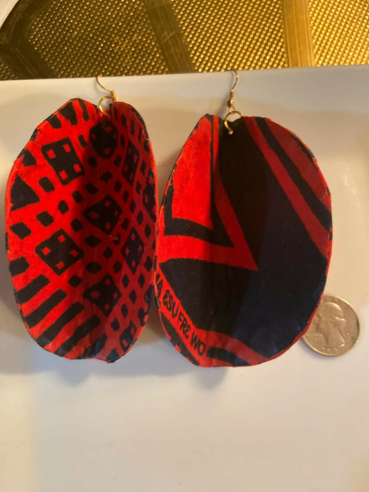 African Print Butterfly Earrings Red~ $12 Ships Free