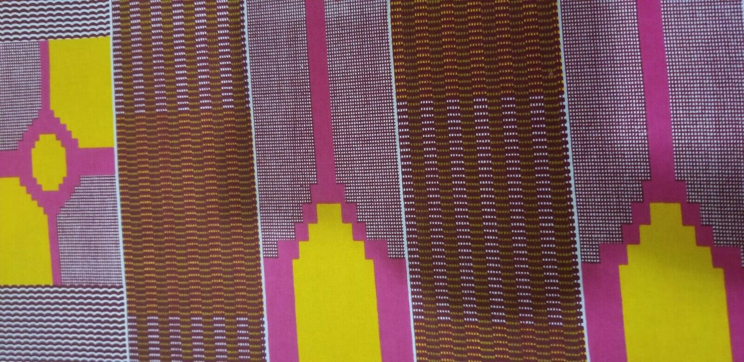 Kente Print African Wax Print 100% Cotton Fabric ~1 yd~$7.25