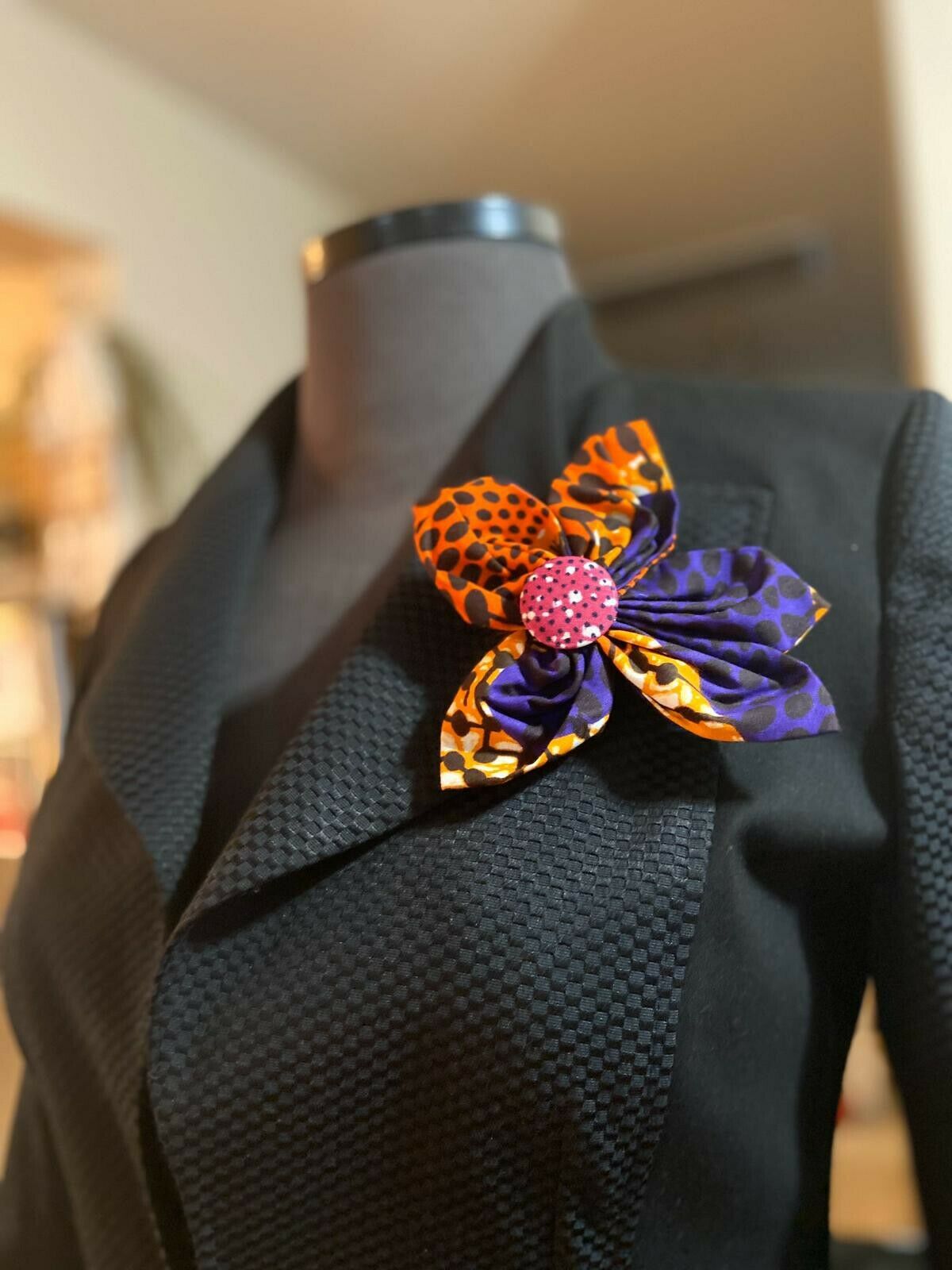 African print hair accessory/brooch pin