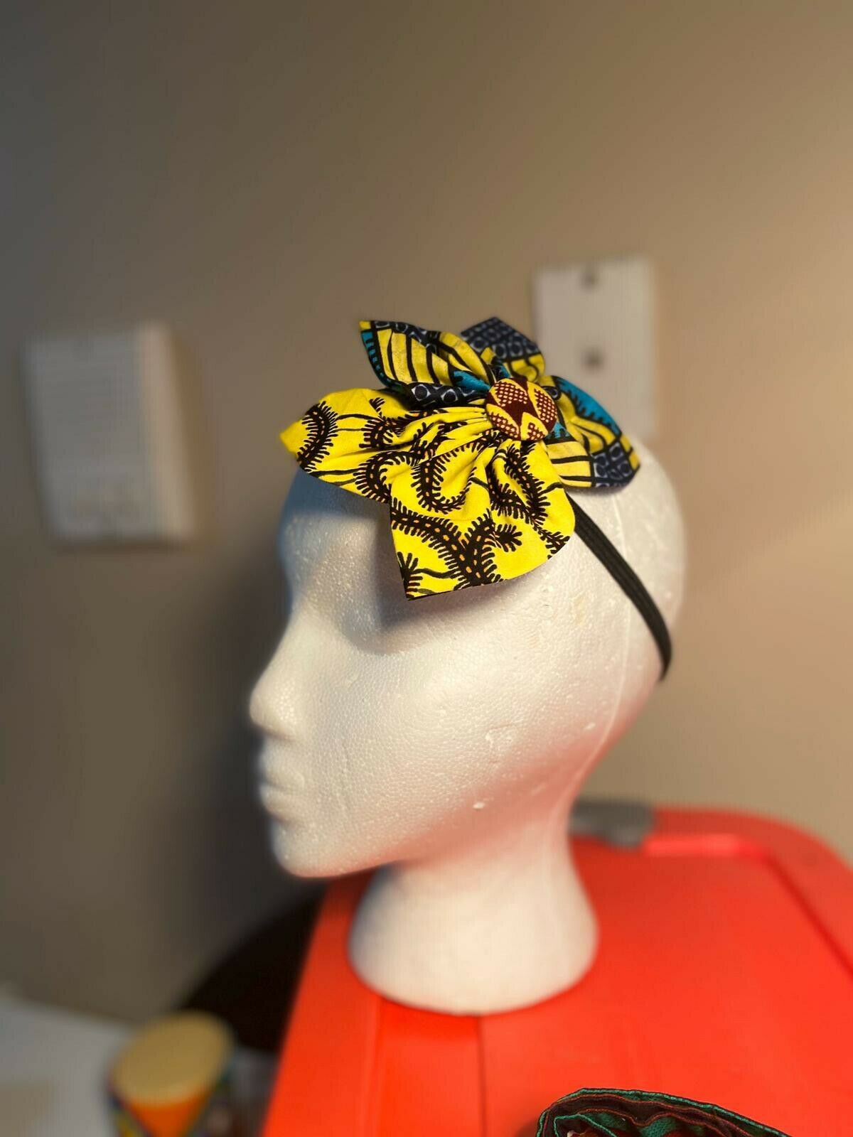 African print hair accessory/brooch pin