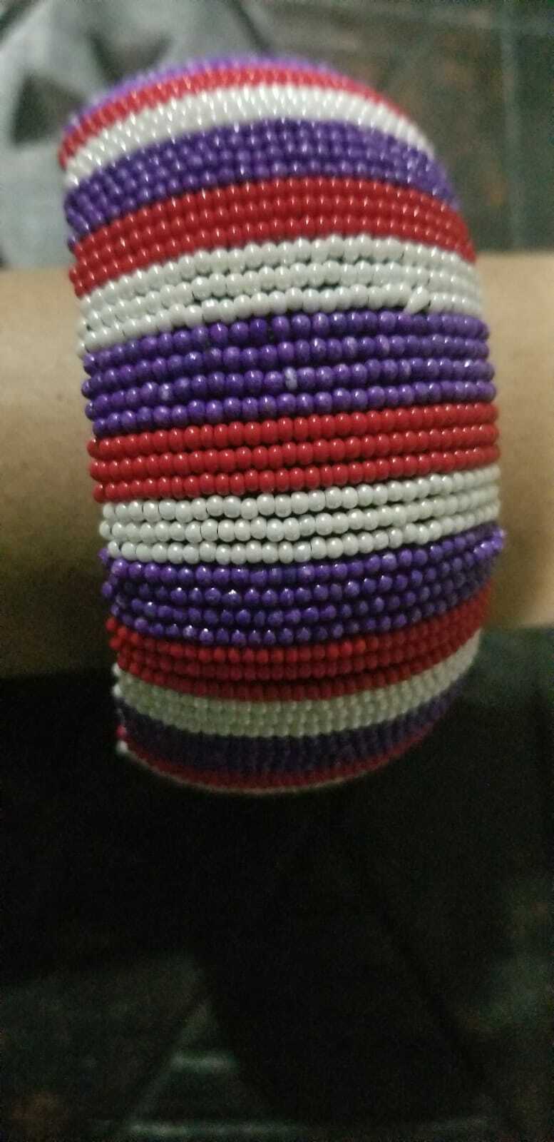 Purple/White/Red bracelet / Ethnic beaded jewelry