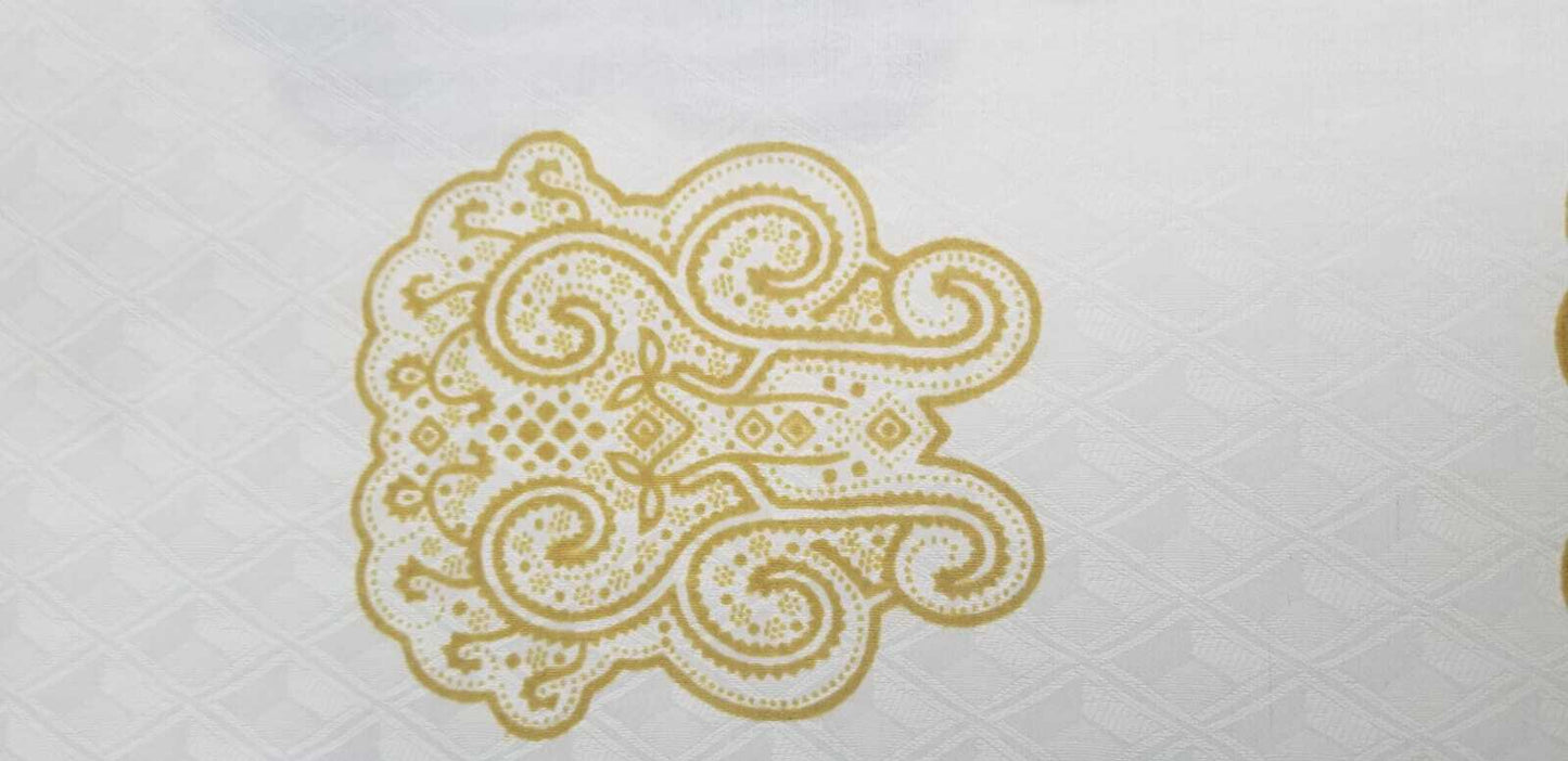 Mustard multi Royal Damask African Fabric 100% Cotton~$10 per yard