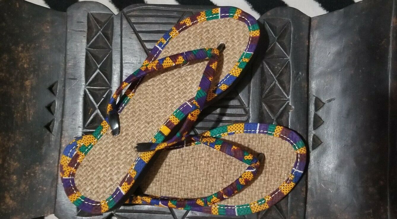 Handmade Kente Slippers Unisex1~Size 11(fits US Size 10-runs small)~$25