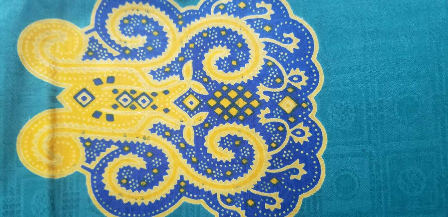 Royal cotton damask ~turquoise multi 100% cotton 3yds