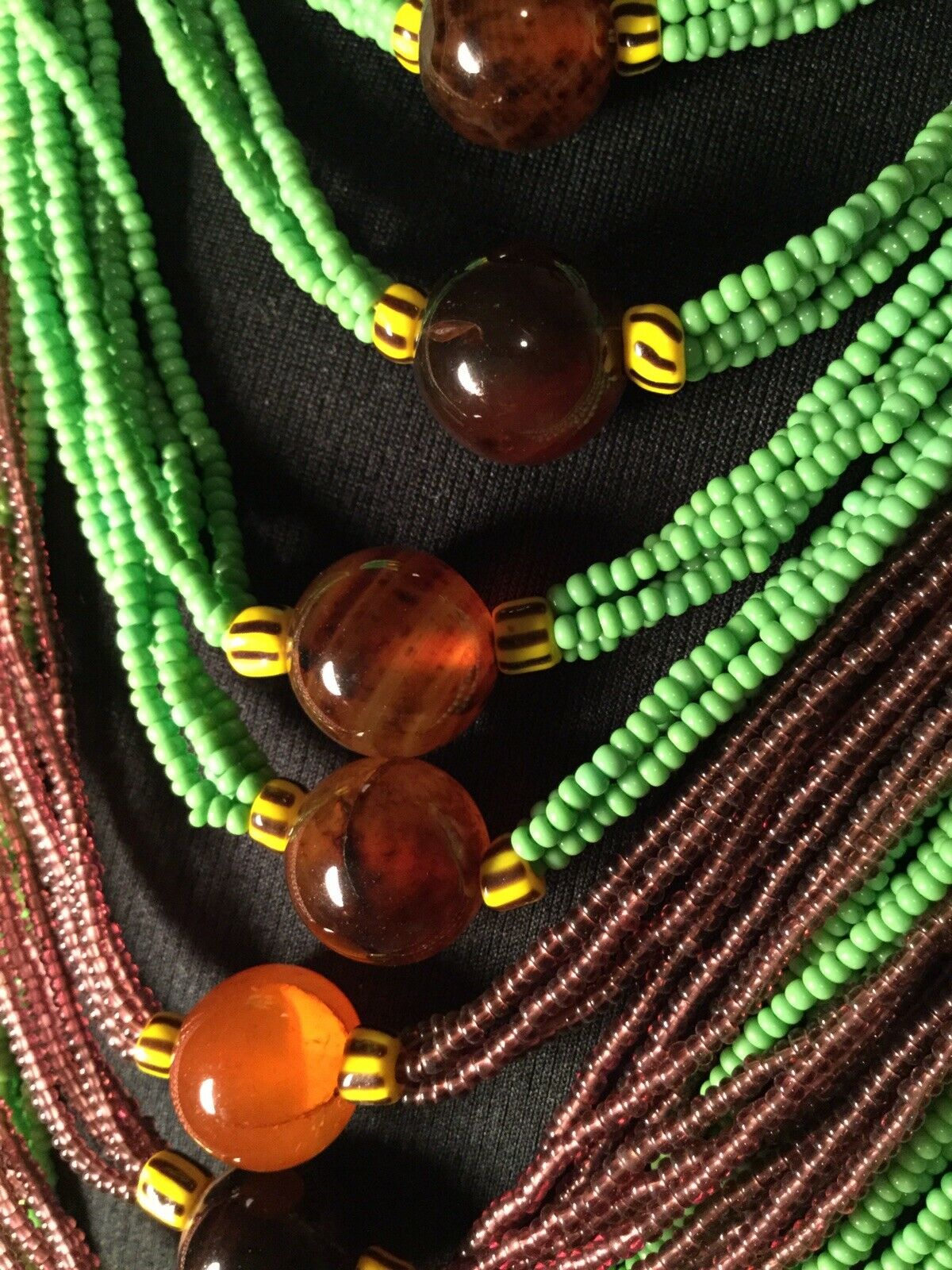 Assorted Mali Multi Strand African Beaded Necklace~check Description