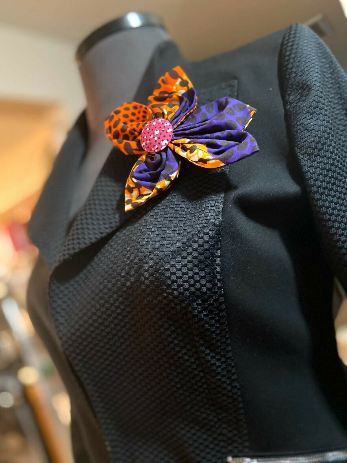 African print hair accessory/brooch pin
