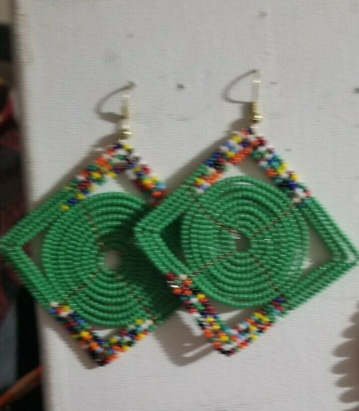 Maasai earrings, masai jewelry all hand made (Yellow,Red,Green Rasta)$10 each