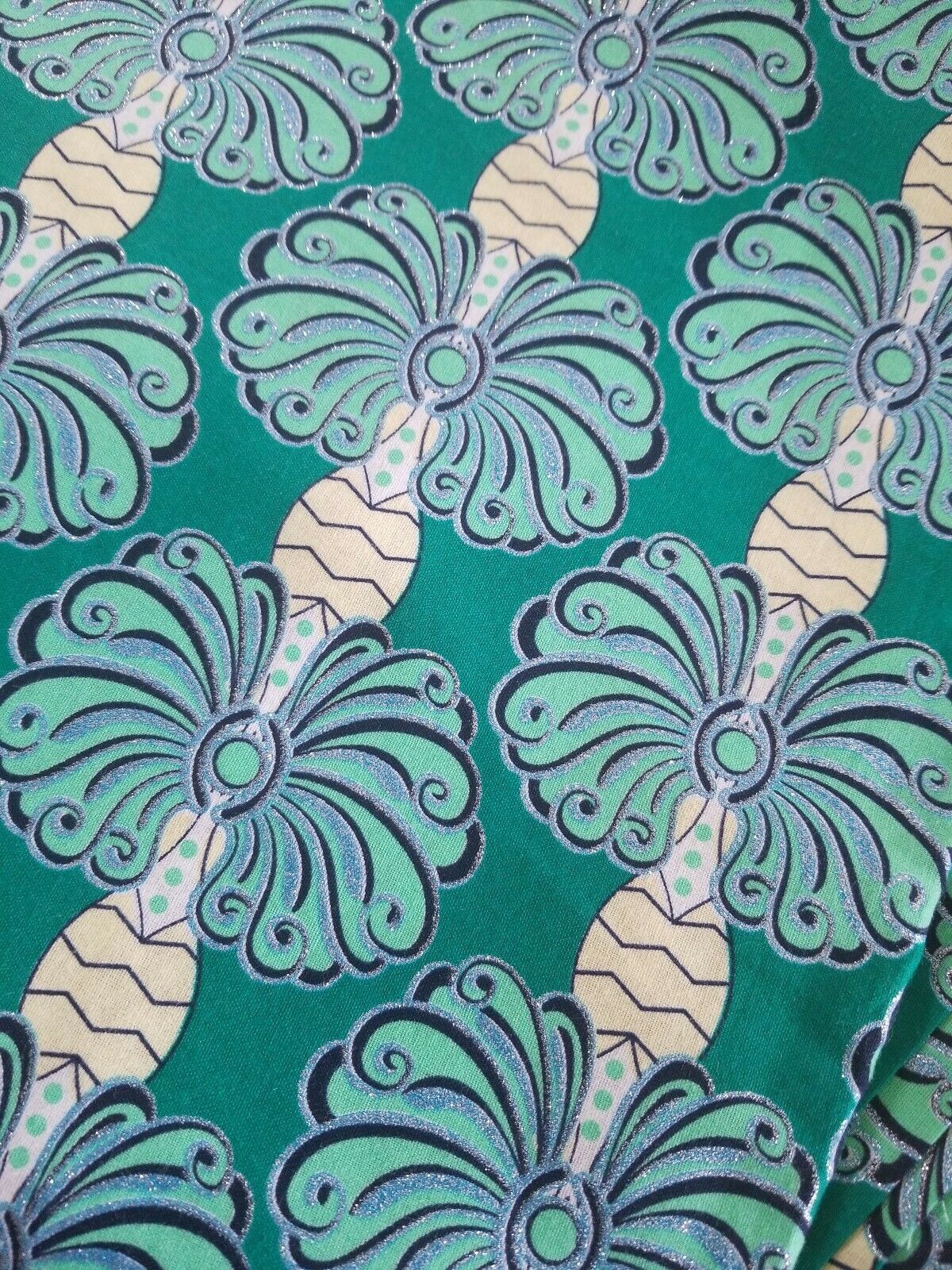 High fashion Green MULTI African Print 100% Cotton Fabric ~2 yds×23" $11.50