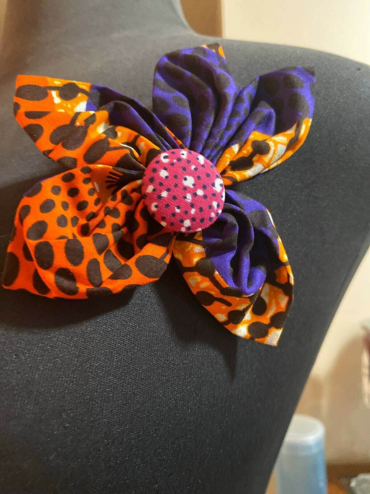 African print hair accessory/brooch pin