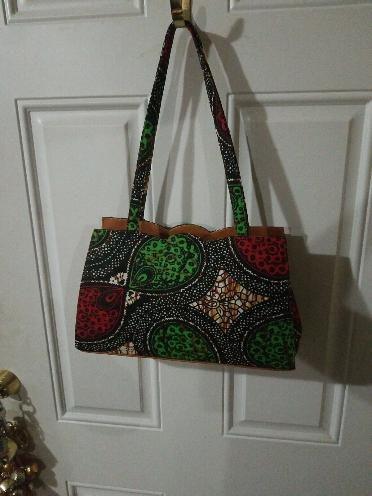 African print Wax Hand Bag, Handbag multicolor Green Multi