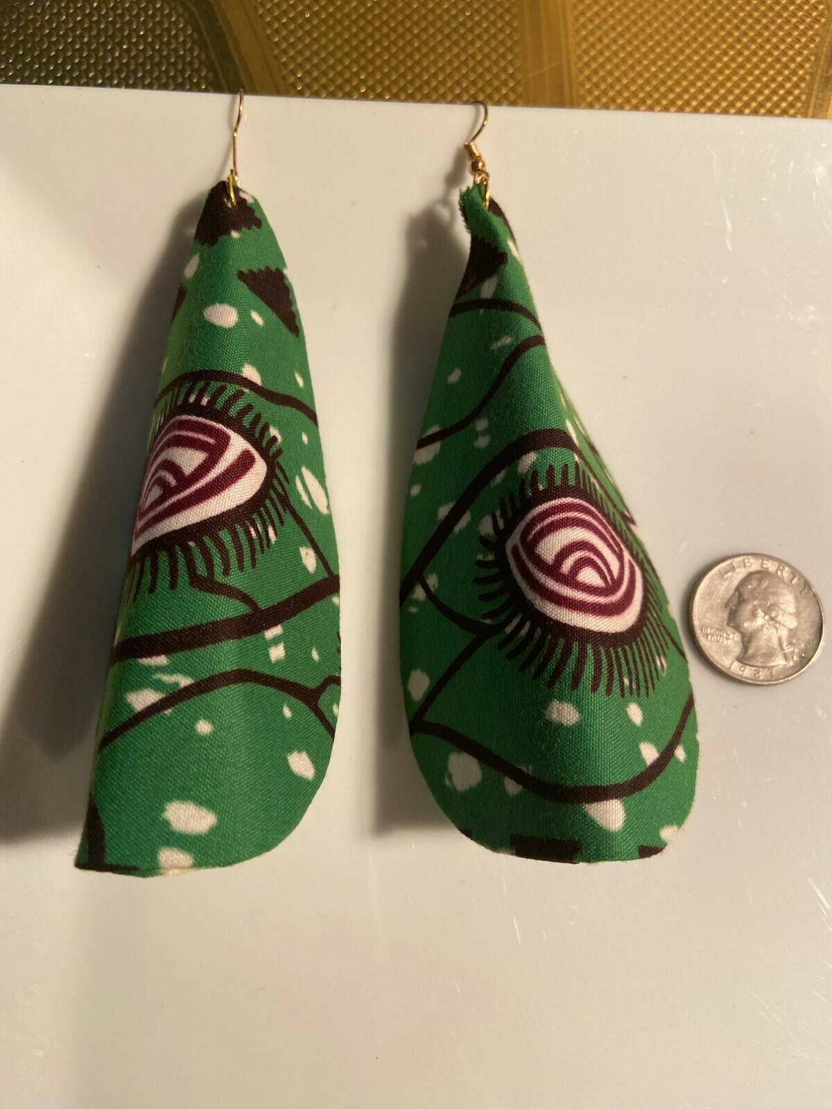 African Print Butterfly Earrings Green~ $12Ships Free