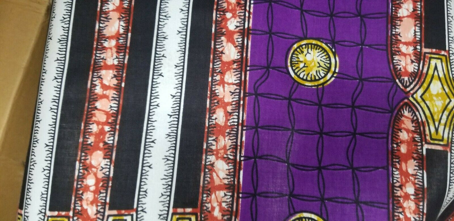 MULTICOLOR African Wax Print 100% Cotton Fabric (44 in.) 3yrds $16