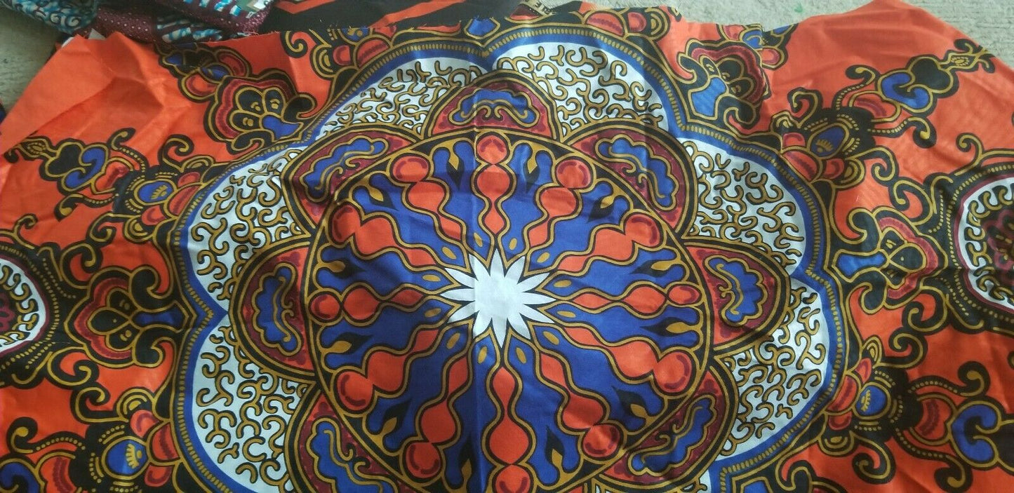 Lot Remnants African Tribal Ethnic Print Cotton Fabric Assorted 12 PC Lot