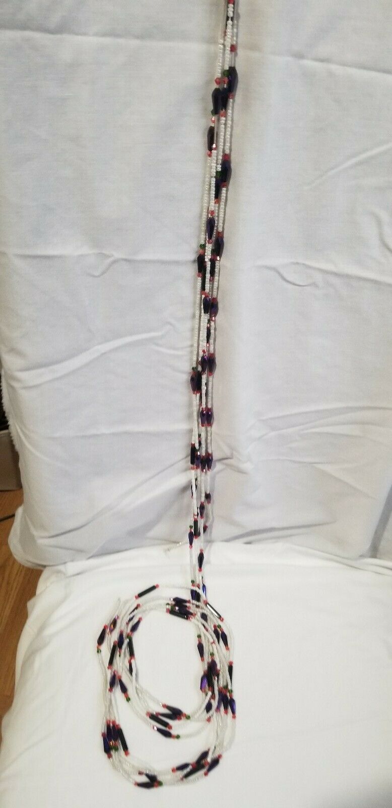 African waist beads White and Red Multi...Very Beautiful Dazzling ~ 45" to 53"