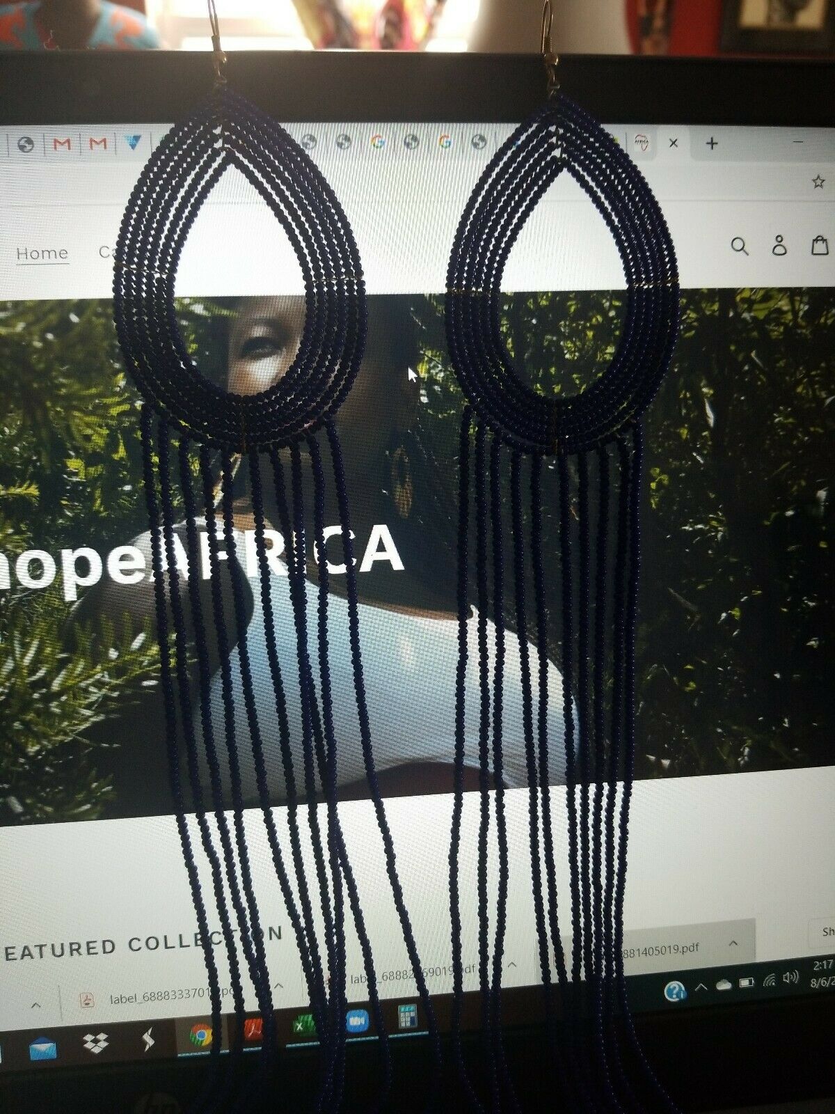 Dangling Royal Blue Beaded African Earrings$12.50