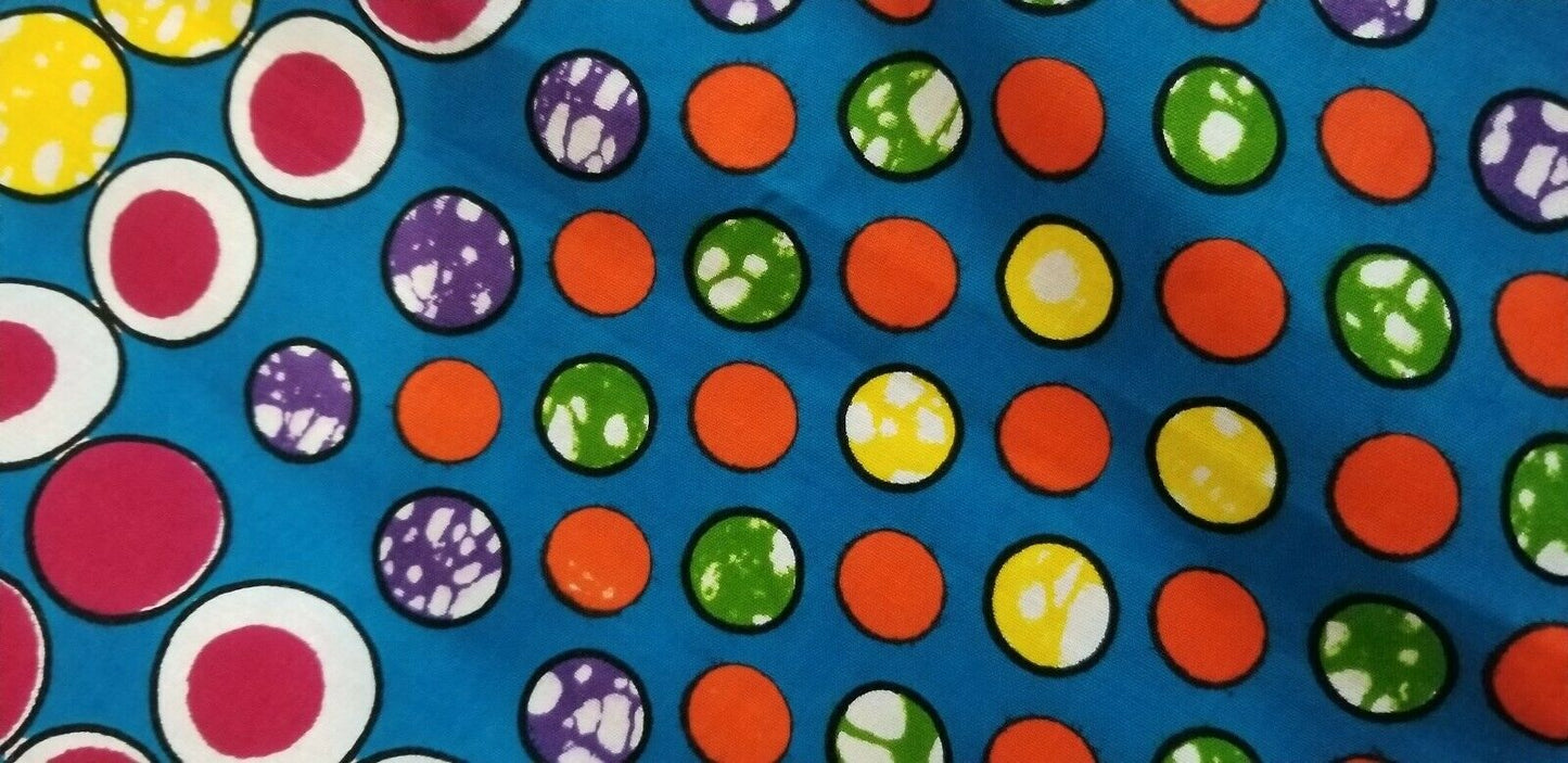 Fun Bubble Circle African Print Fabric 64"×46"~$12