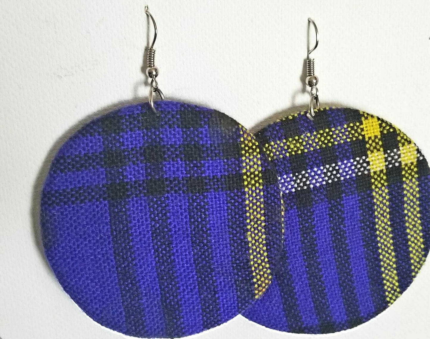 Traditional maasai shuka cloth Blue maasai shuka earrings
