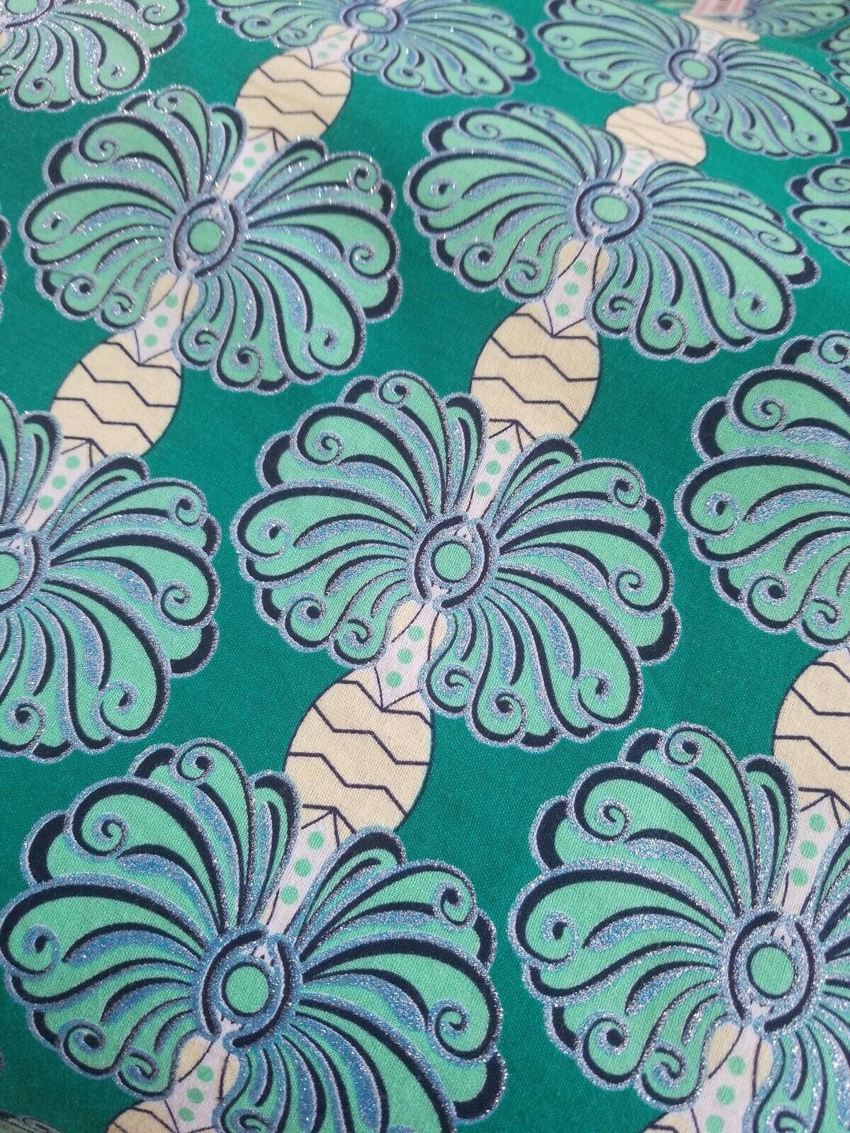 High fashion Green MULTI African Print 100% Cotton Fabric ~2 yds×23" $11.50