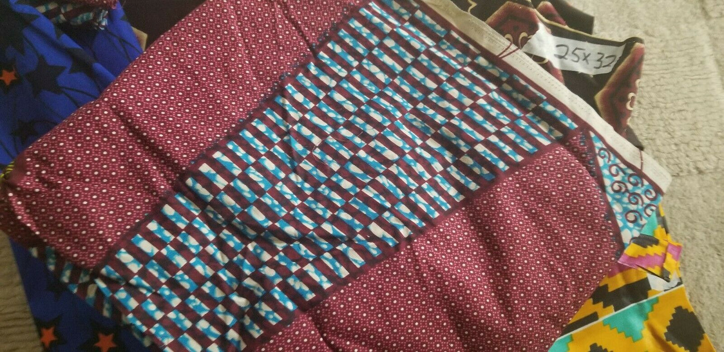 Lot Remnants African Tribal Ethnic Print Cotton Fabric Assorted 12 PC Lot