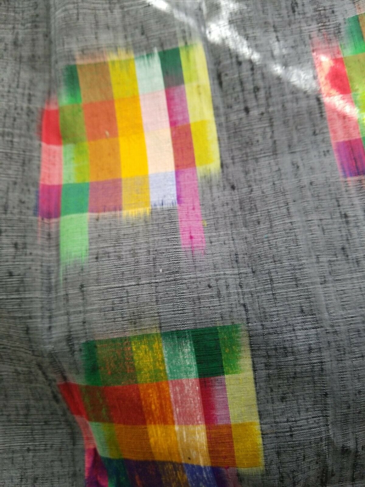 Kente Colors in Silk Lux Scarf/Head Wrap(Grey) 72"×21.5"