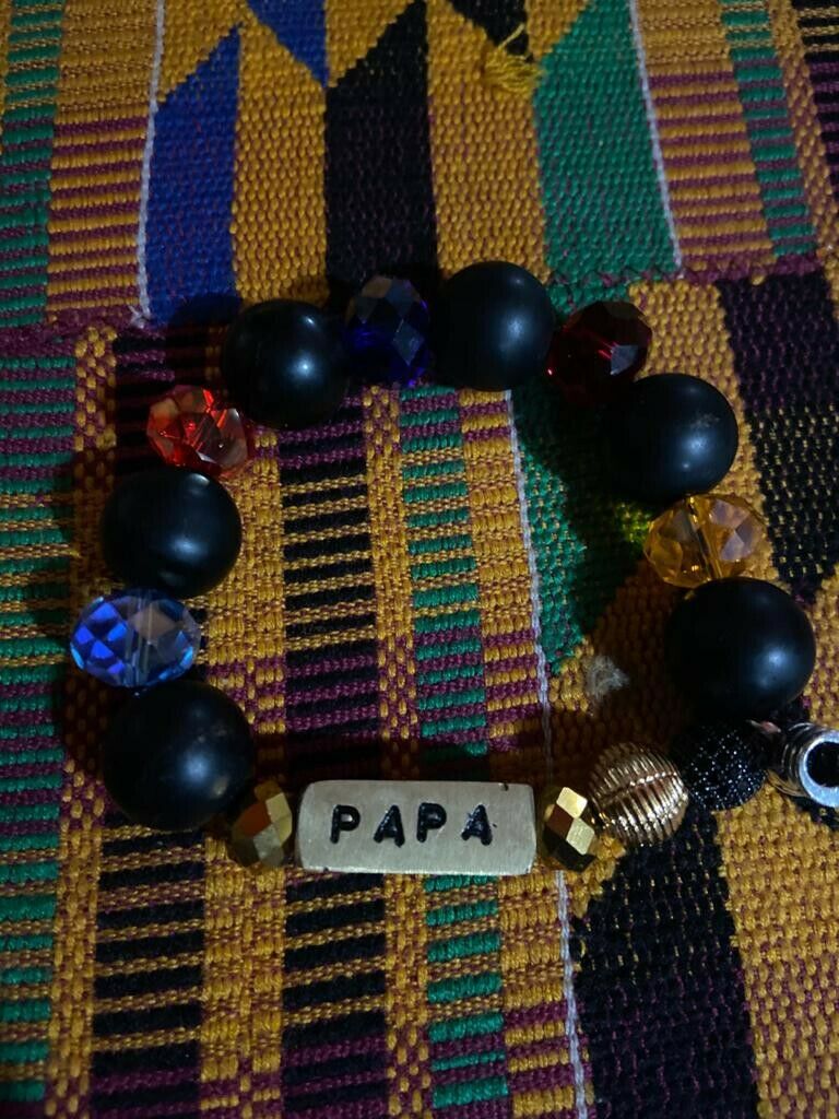 African Krobo Glass Beads Handmade Traditional Name Bracelet from Ghana~Papa~