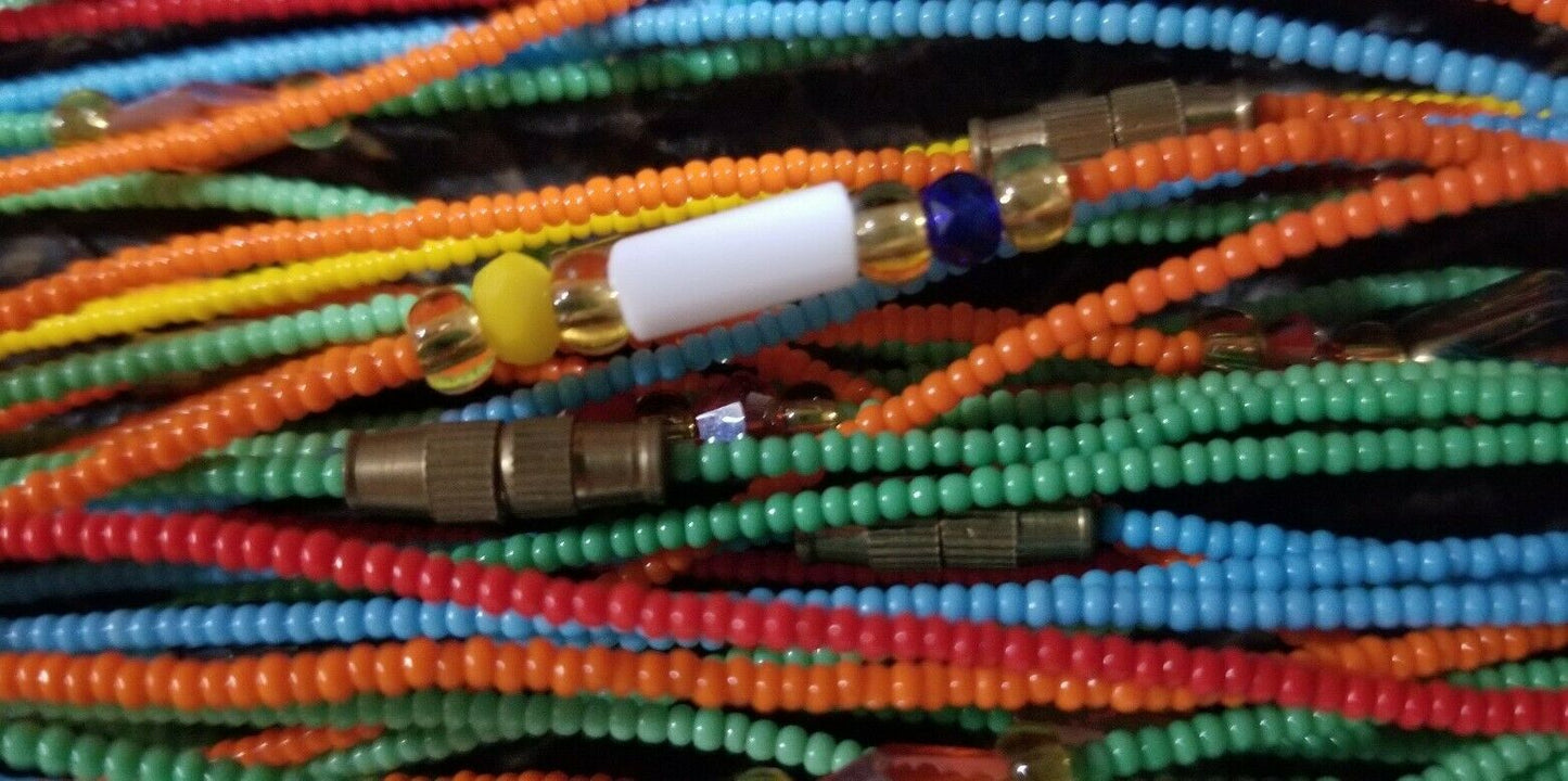 NEW BEAUTIFUL MULTI-COLORED SUPER TINY WAIST BEADS $5 PER STRAND(47inches)